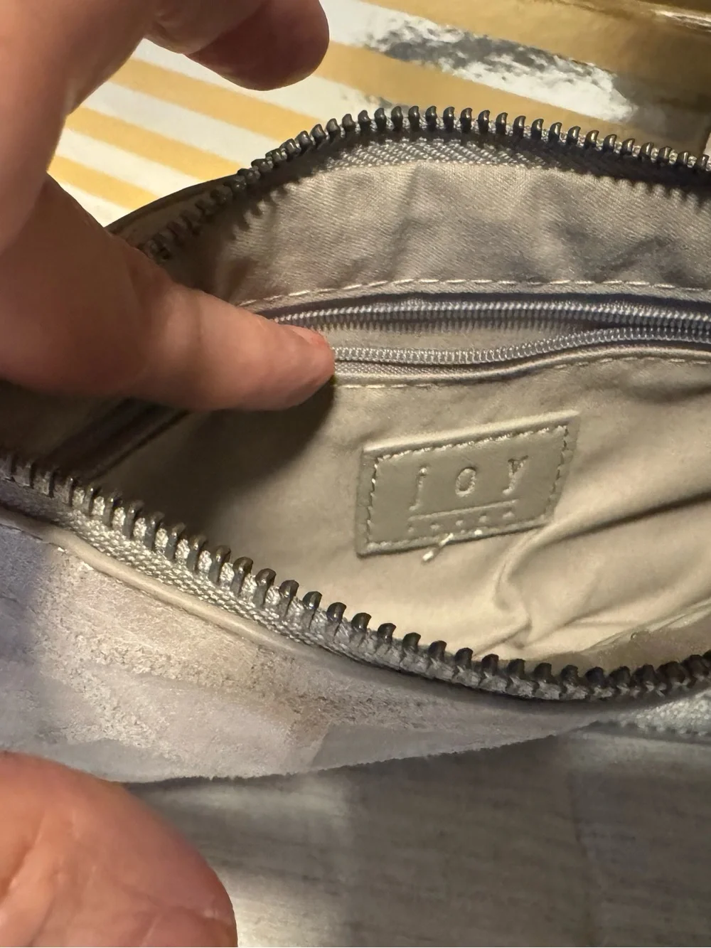 Gray Geometric Suede crossbody/wristlet